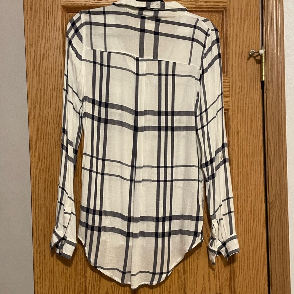 White and black plaid button down